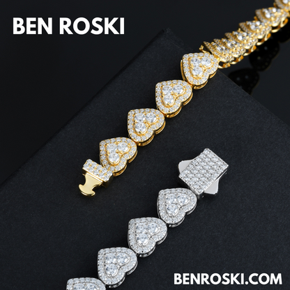 8MM Heart Moissanite Bracelet Sterling Silver, Gold, or Rose Gold | GRA Certified