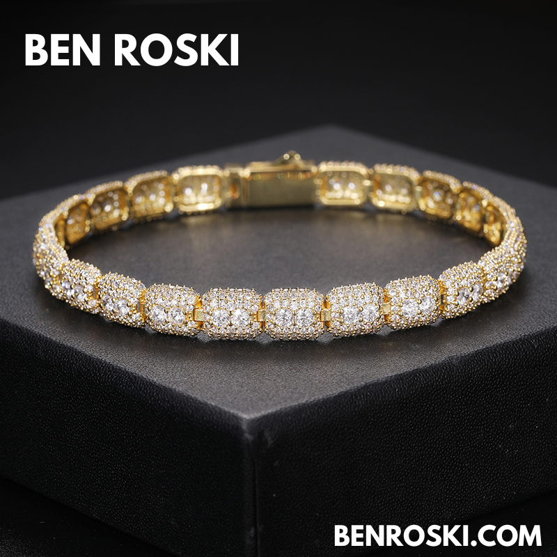 7MM Moissanite Cluster Link Bracelet – 7-Inch & 8-Inch | 925 Sterling Silver | GRA Certified | Gold & Rose Gold Plated