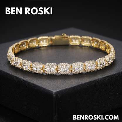 7MM Moissanite Cluster Link Bracelet – 7-Inch & 8-Inch | 925 Sterling Silver | GRA Certified | Gold & Rose Gold Plated