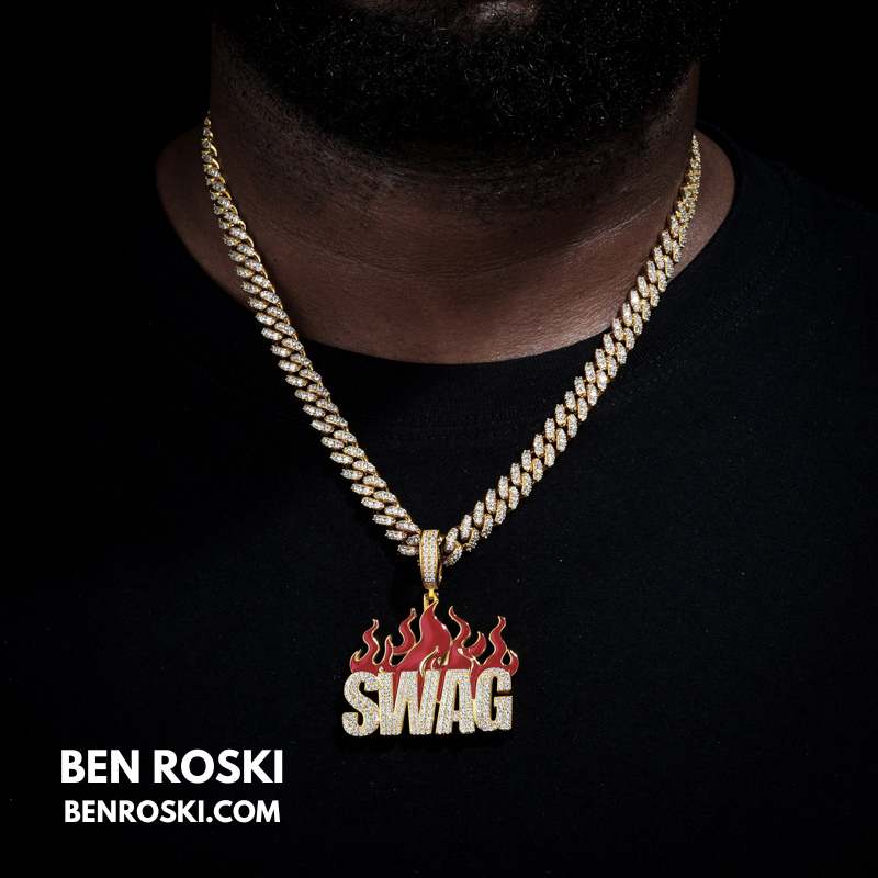 SWAG Flame Pendant Sterling Silver or Gold/Rose Gold Plated | VVS Moissanite | GRA Certified