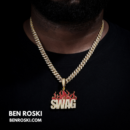 SWAG Flame Pendant Sterling Silver or Gold/Rose Gold Plated | VVS Moissanite | GRA Certified