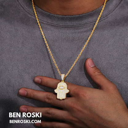 Hamsa Hand Moissanite Pendant Sterling Silver, Gold & Rose Gold | VVS Moissanite | GRA Certified