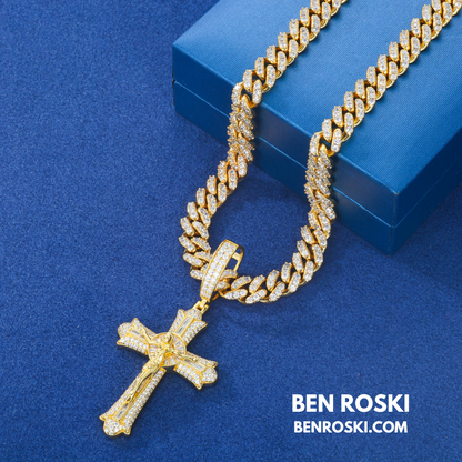 Crucifix Moissanite Cross Pendant Sterling Silver, Gold & Rose Gold | VVS Moissanite | GRA Certified