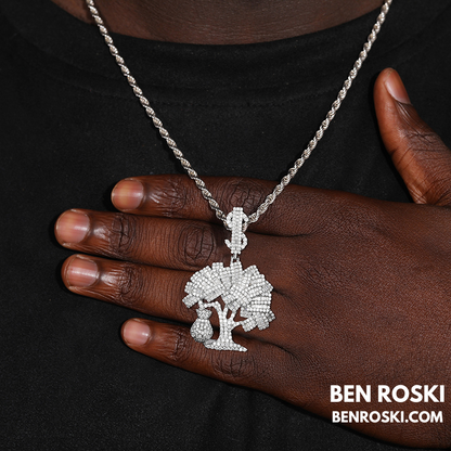 Money Tree Pendant Sterling Silver or Gold/Rose Gold Plated | VVS Moissanite | GRA Certified