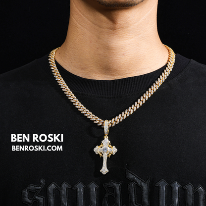 Barbed Cross Pendant Sterling Silver or Gold/Rose Gold Plated | VVS Moissanite | GRA Certified