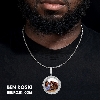 Custom Moissanite Photo Pendant Sterling Silver or Gold/Rose Gold Plated | VVS Moissanite | GRA Certified