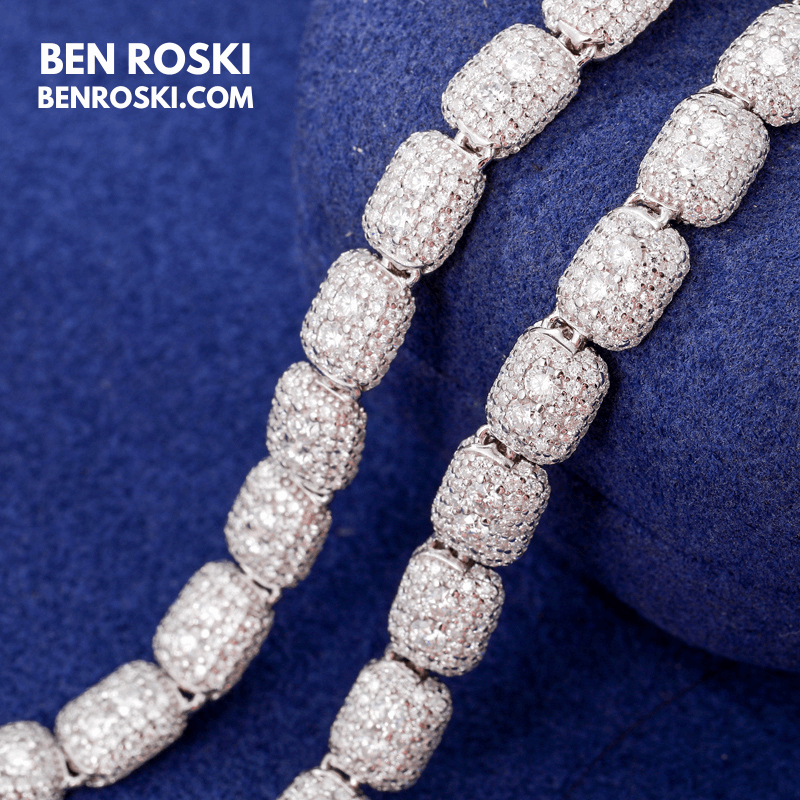 Cushion Link Moissanite Chain – 7MM Width | 22 Inch | 34.17g | GRA Certified