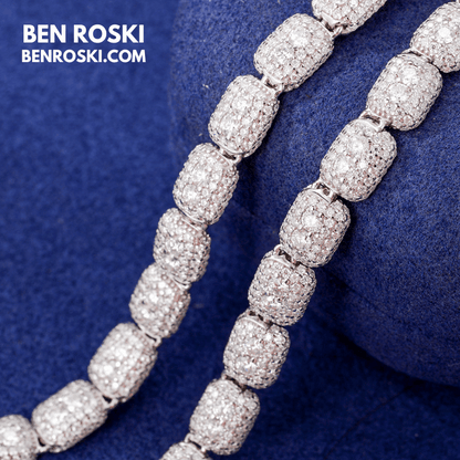 Cushion Link Moissanite Chain – 7MM Width | 22 Inch | 34.17g | GRA Certified