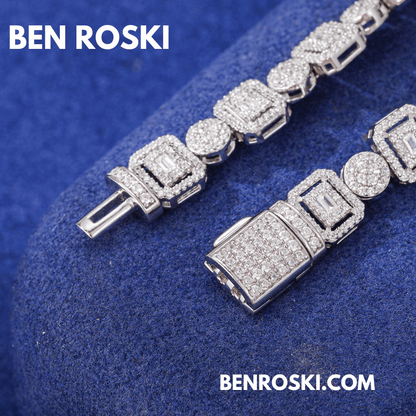 Square Cluster Link Bracelet – 8MM Width | VVS1 Moissanite | GRA Certified