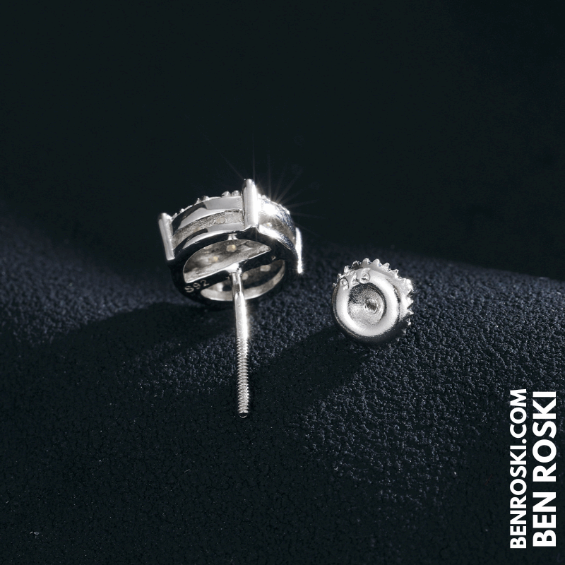 Round Cluster Stud Earrings – VVS1 Moissanite | GRA Certified