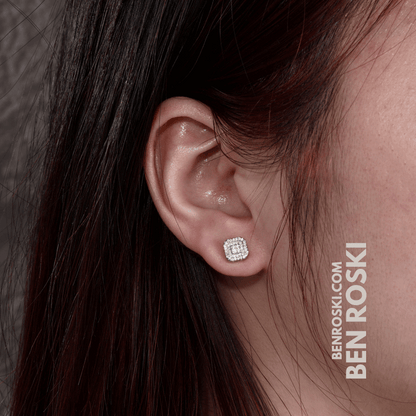 Square Halo Stud Earrings – 7MM | 1.49g | VVS1 Moissanite | GRA Certified