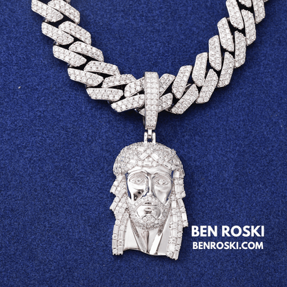 Jesus Face Pendant Sterling Silver, Gold, or Rose Gold | VVS Moissanite | GRA Certified