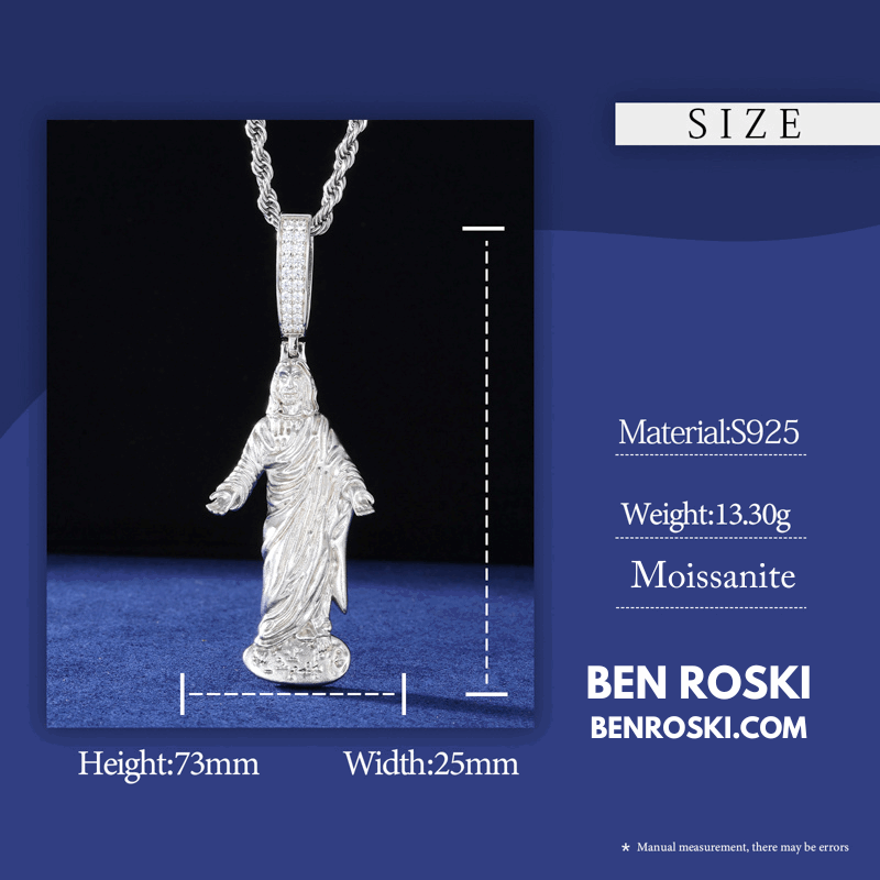 Jesus Pendant – 73MM Height | VVS1 Moissanite | GRA Certified
