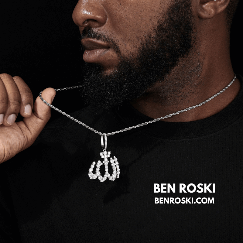 Allah Pendant – 54MM Height | VVS1 Moissanite | GRA Certified