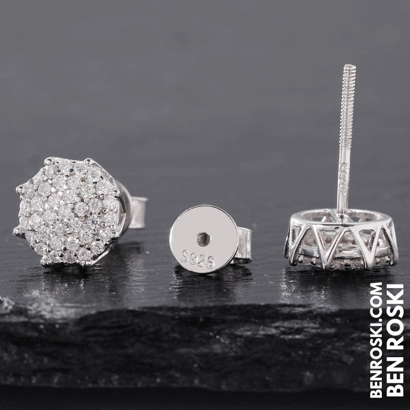 Cluster Stud Earrings Sterling Silver, Gold, or Rose Gold | VVS Moissanite | GRA Certified