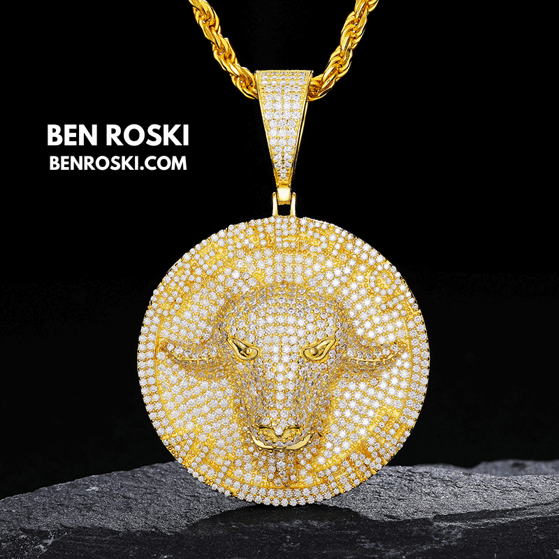 Bull Head Moissanite Pendant – 60MM Height | VVS1 Moissanite | GRA Certified