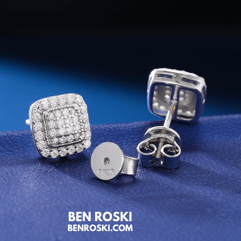 Cushion Cluster Stud Earrings Sterling Silver, Gold, or Rose Gold | VVS Moissanite | GRA Certified