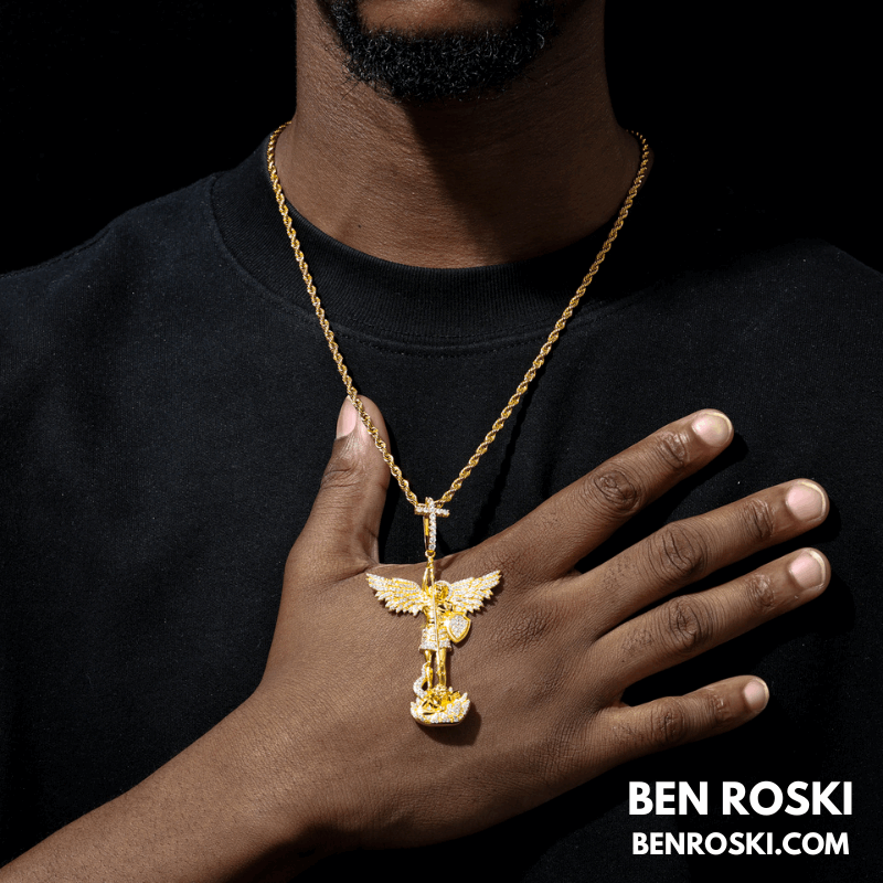 Archangel Michael Pendant – 77MM Height |  VVS1 Moissanite | GRA Certified