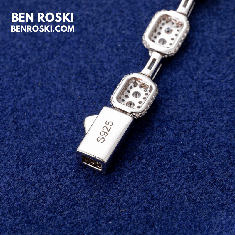 7MM Moissanite Cushion Link Chain Necklace – 22 Inch Sterling Silver, Gold, or Rose Gold | VVS D Color Stones | GRA Certified