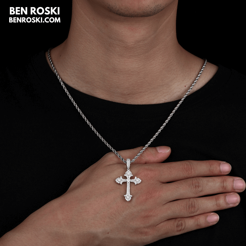 Moissanite Cross Pendant Sterling Silver, Gold & Rose Gold | VVS Moissanite | GRA Certified