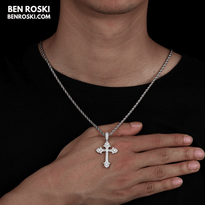 Moissanite Cross Pendant Sterling Silver, Gold & Rose Gold | VVS Moissanite | GRA Certified