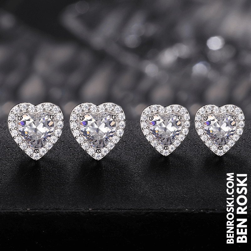 Heart Moissanite Stud Earrings Sterling Silver, Gold, or Rose Gold | VVS1 Moissanite | GRA Certified