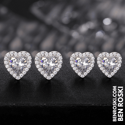 Heart Moissanite Stud Earrings Sterling Silver, Gold, or Rose Gold | VVS1 Moissanite | GRA Certified
