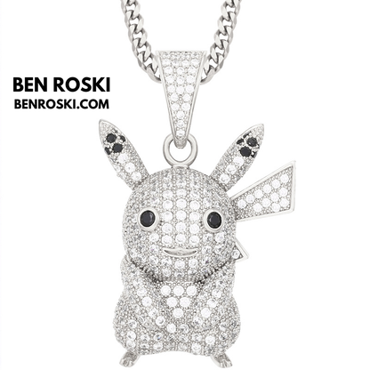 Iced-Out Pikachu Moissanite Pendant – Sterling Silver | Gold, Silver & Rose Gold | GRA Certified