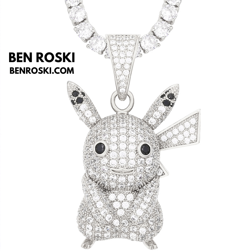 Iced-Out Pikachu Moissanite Pendant – Sterling Silver | Gold, Silver & Rose Gold | GRA Certified