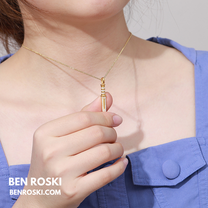 Knife Pendant Necklace Sterling Silver or Gold/Rose Gold Plated | VVS Moissanite | GRA Certified