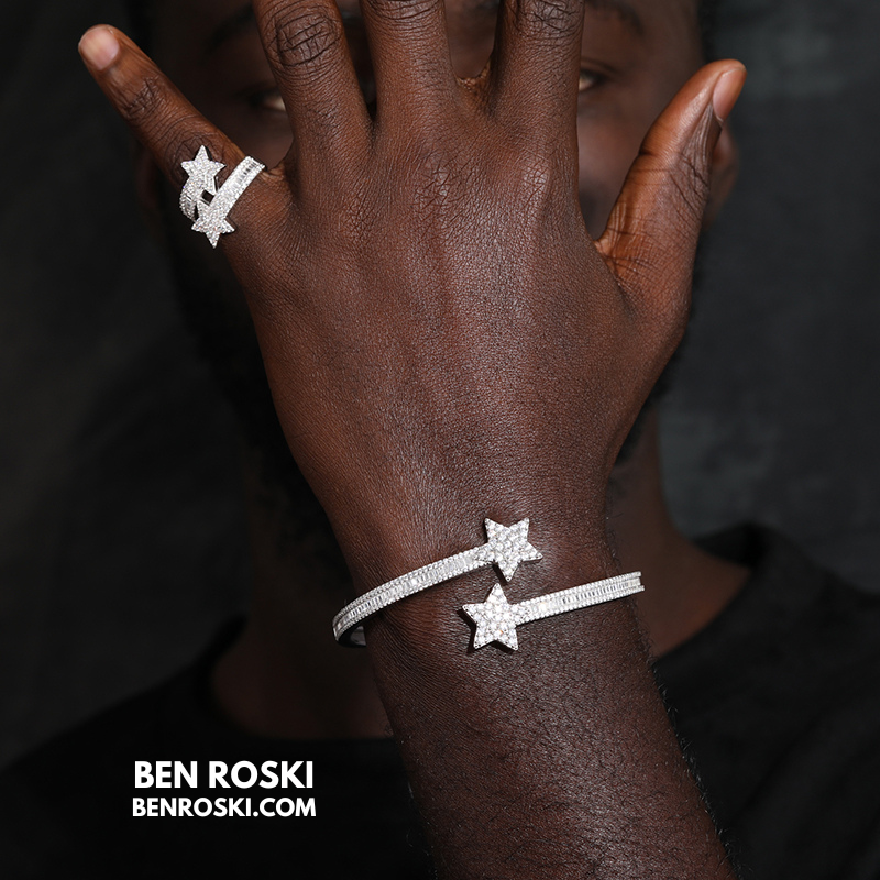 Double Star Moissanite Ring Sterling Silver, Gold & Rose Gold | VVS Moissanite | GRA Certified