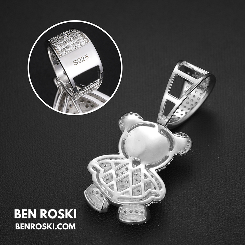 Moissanite Teddy Bear Pendant Sterling Silver, Gold, or Rose Gold | VVS Moissanite | GRA Certified