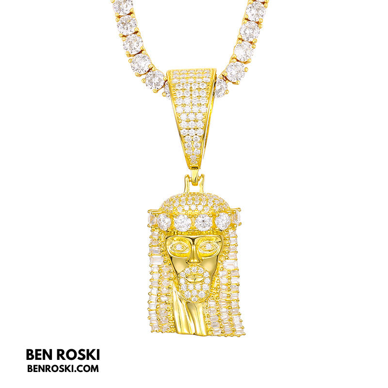 Jesus Face Moissanite Pendant Sterling Silver, Gold, or Rose Gold | VVS Moissanite | GRA Certified