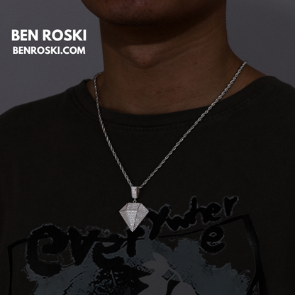 Diamond Shape Moissanite Pendant Sterling Silver, Gold / Rose Gold Plated | GRA Certified