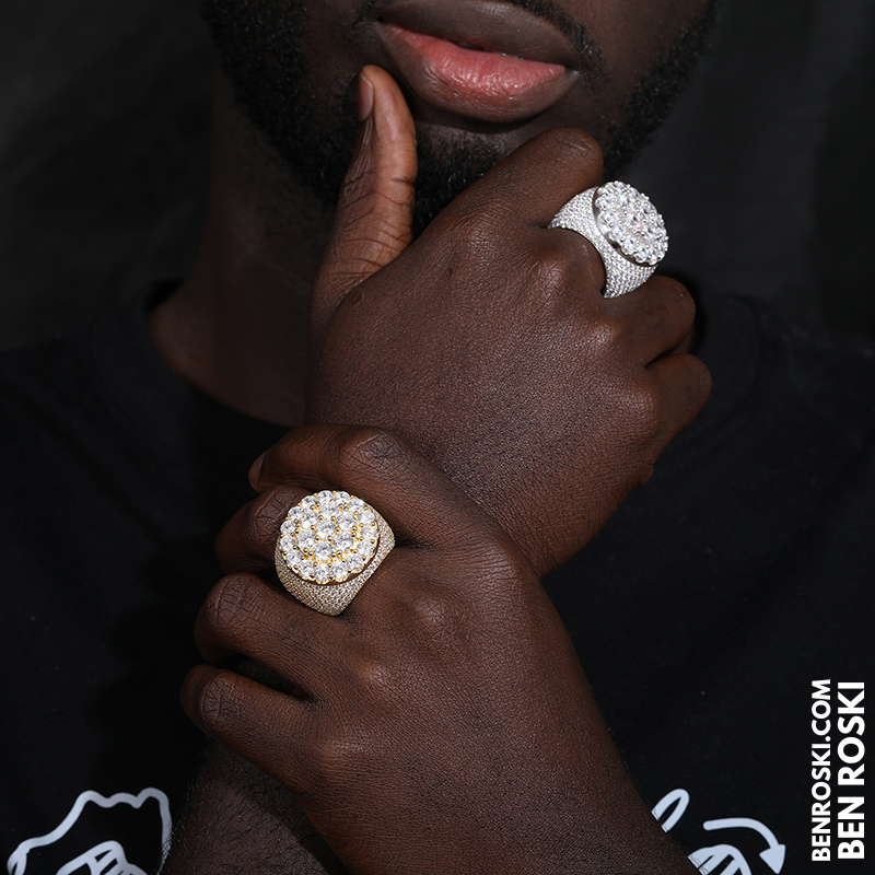 Iced Moissanite Cluster Ring Sterling Silver | VVS1 Moissanite | GRA Certified | Gold & Rose Gold Available