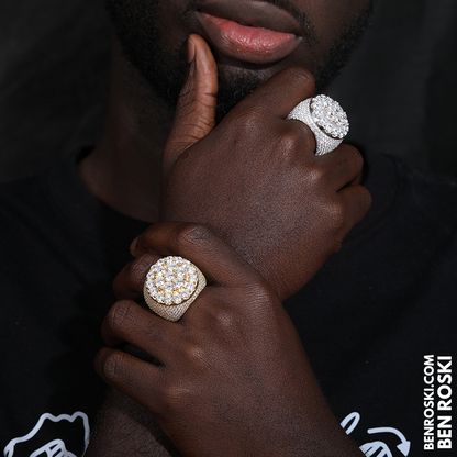 Iced Moissanite Cluster Ring Sterling Silver | VVS1 Moissanite | GRA Certified | Gold & Rose Gold Available