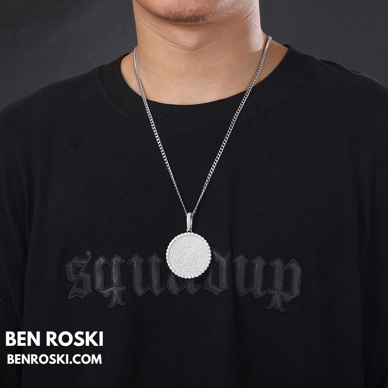 Round Cluster Moissanite Pendant Sterling Silver, Gold & Rose Gold | VVS Moissanite | GRA Certified