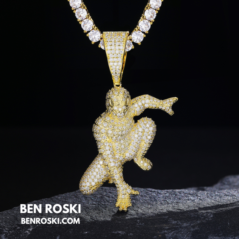 Spider Hero Moissanite Pendant Sterling Silver | Gold, Silver & Rose Gold | GRA Certified