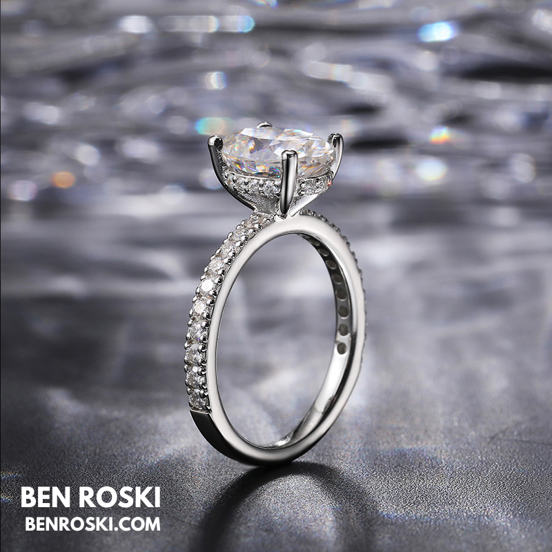 Classic Moissanite Engagement Ring Sterling Silver, Gold, or Rose Gold | VVS1 Moissanite | GRA Certified