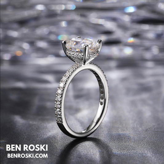 Classic Moissanite Engagement Ring Sterling Silver, Gold, or Rose Gold | VVS1 Moissanite | GRA Certified