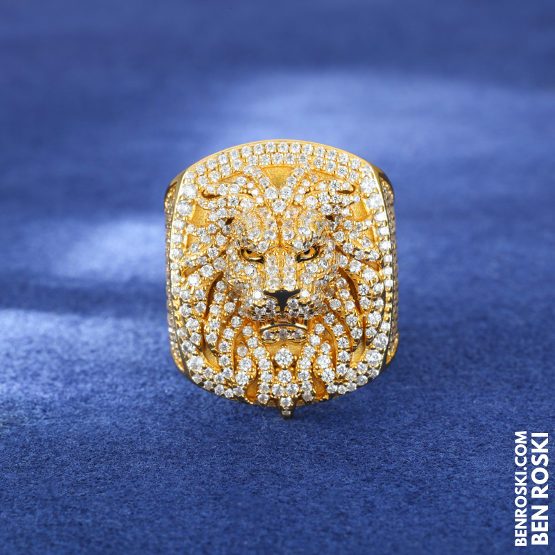 Lion Head Moissanite Ring Sterling Silver, Gold & Rose Gold | VVS Moissanite | GRA Certified