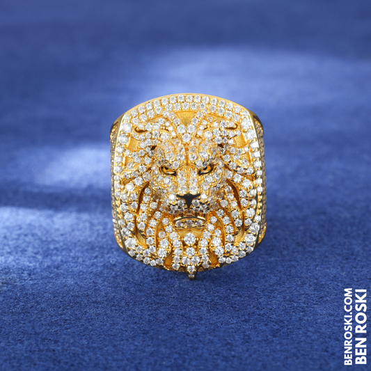 Lion Head Moissanite Ring Sterling Silver, Gold & Rose Gold | VVS Moissanite | GRA Certified