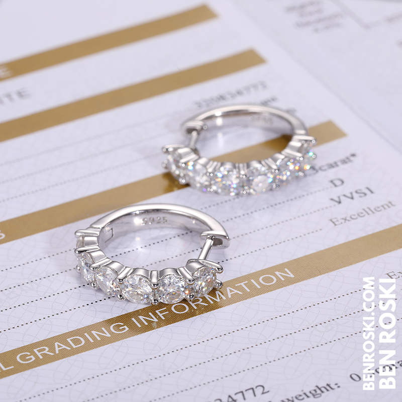 Hoop Earrings Sterling Silver, Gold, or Rose Gold | VVS Moissanite | GRA Certified