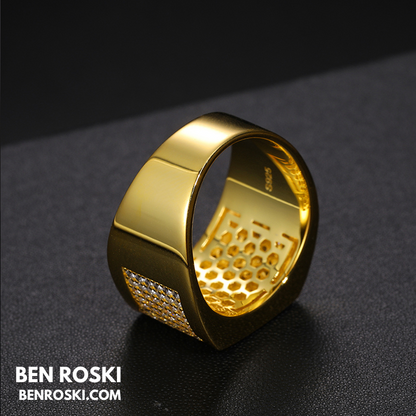 Rectangle Micro-Pavé Moissanite Ring Sterling Silver | Gold & Rose Gold | VVS Moissanite | GRA Certified