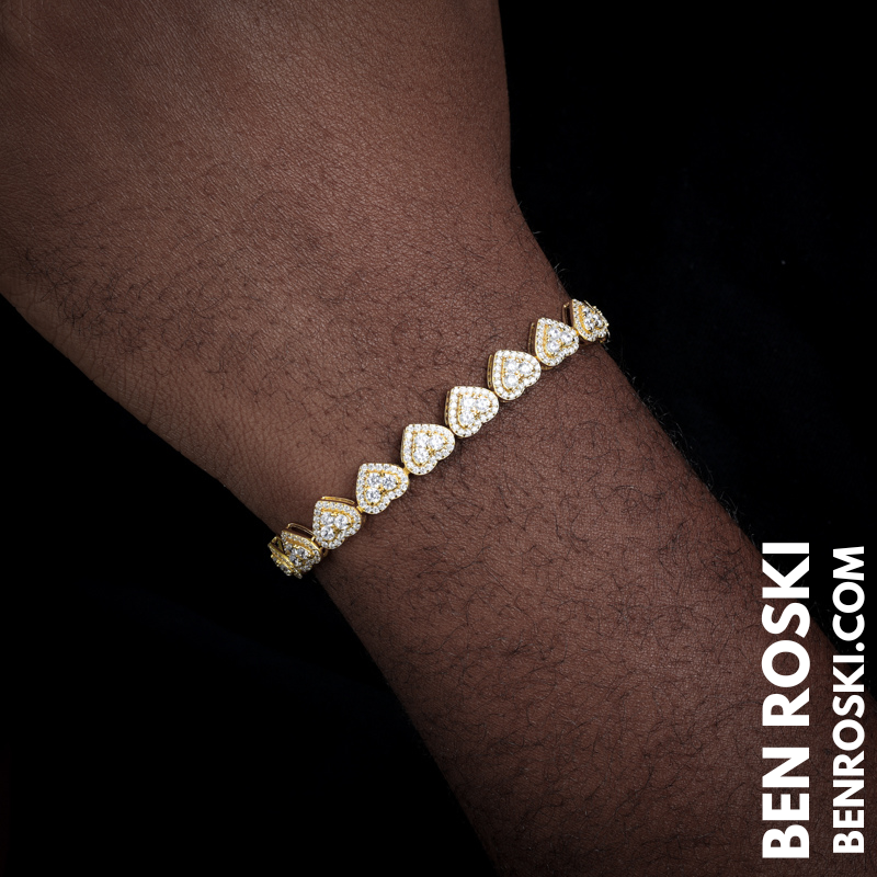 8MM Heart Moissanite Bracelet Sterling Silver, Gold, or Rose Gold | GRA Certified