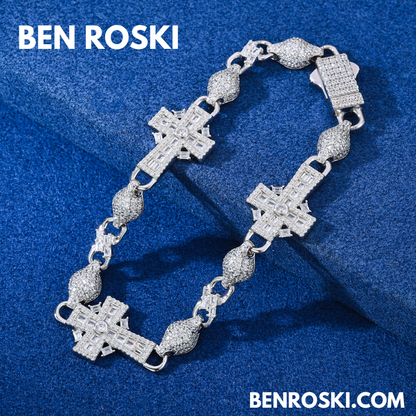Moissanite Cross Link Bracelet Sterling Silver, Gold, or Rose Gold | VVS Moissanite | GRA Certified