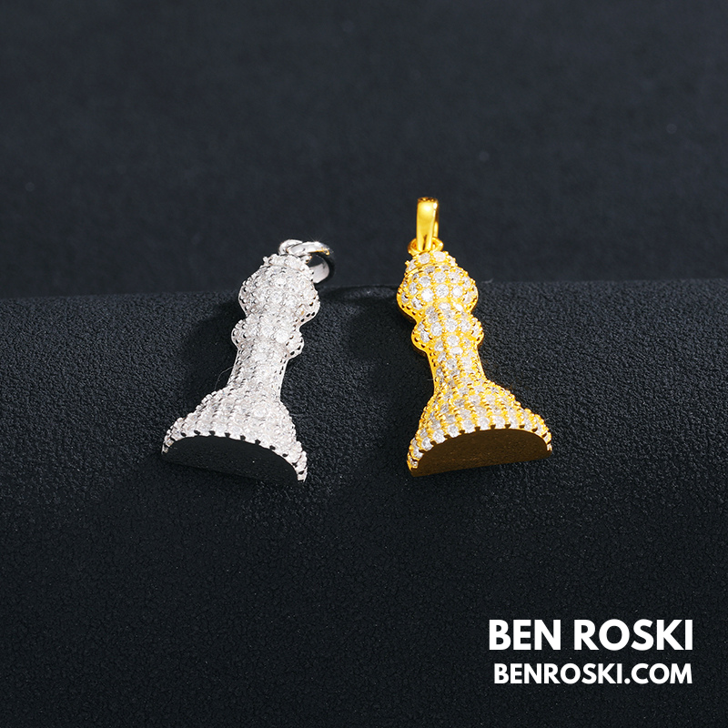 Moissanite Chess Piece Pendant Sterling Silver, Gold, or Rose Gold | VVS1 Moissanite | GRA Certified