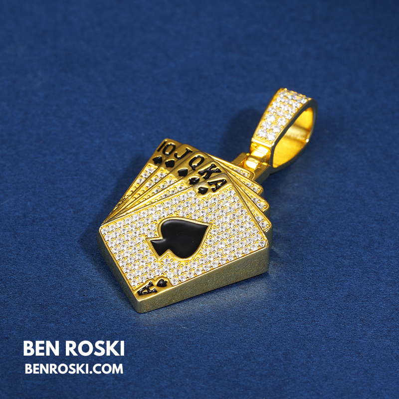 Playing Card Pendant Sterling Silver or Gold/Rose Gold Plated | VVS Moissanite | GRA Certified