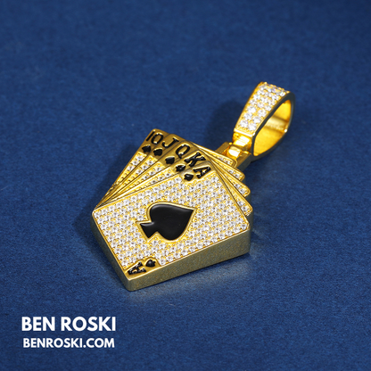 Playing Card Pendant Sterling Silver or Gold/Rose Gold Plated | VVS Moissanite | GRA Certified