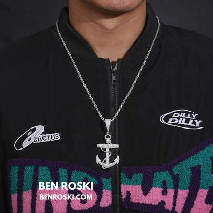 Anchor Pendant Sterling Silver, Gold & Rose Gold | VVS Moissanite | GRA Certified